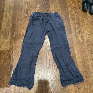 Brandy Melville Linen Navy Blue Flowy Pants